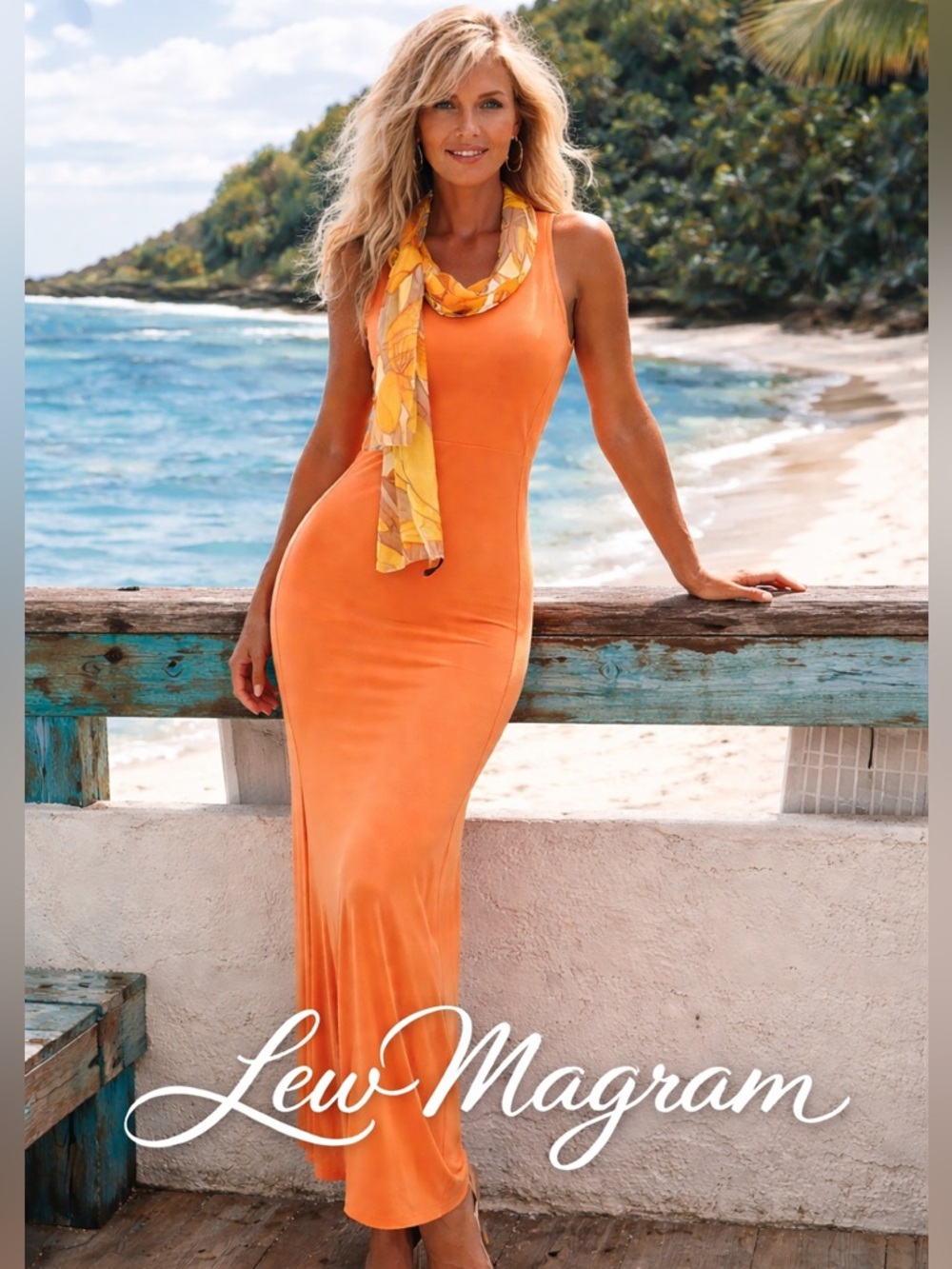 VTG Lew Magram, Stunning BodyCon Dress, High Split, Excellent Condition, Sherbet